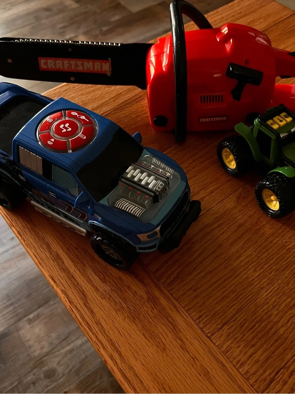 Toy Lot Craftsman Chainsaw John Deere Tractor Blue Pickup Truck All With Sound